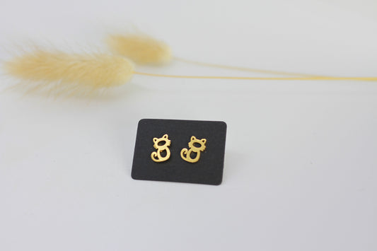 Ohrstecker Katze vergoldet