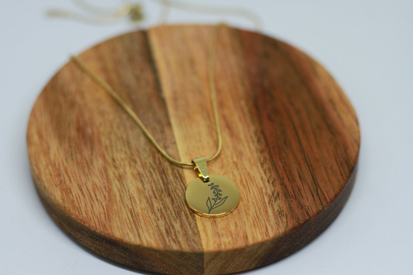 Edelstahlkette Geburtsblume Mai Maiglöckchen Gold