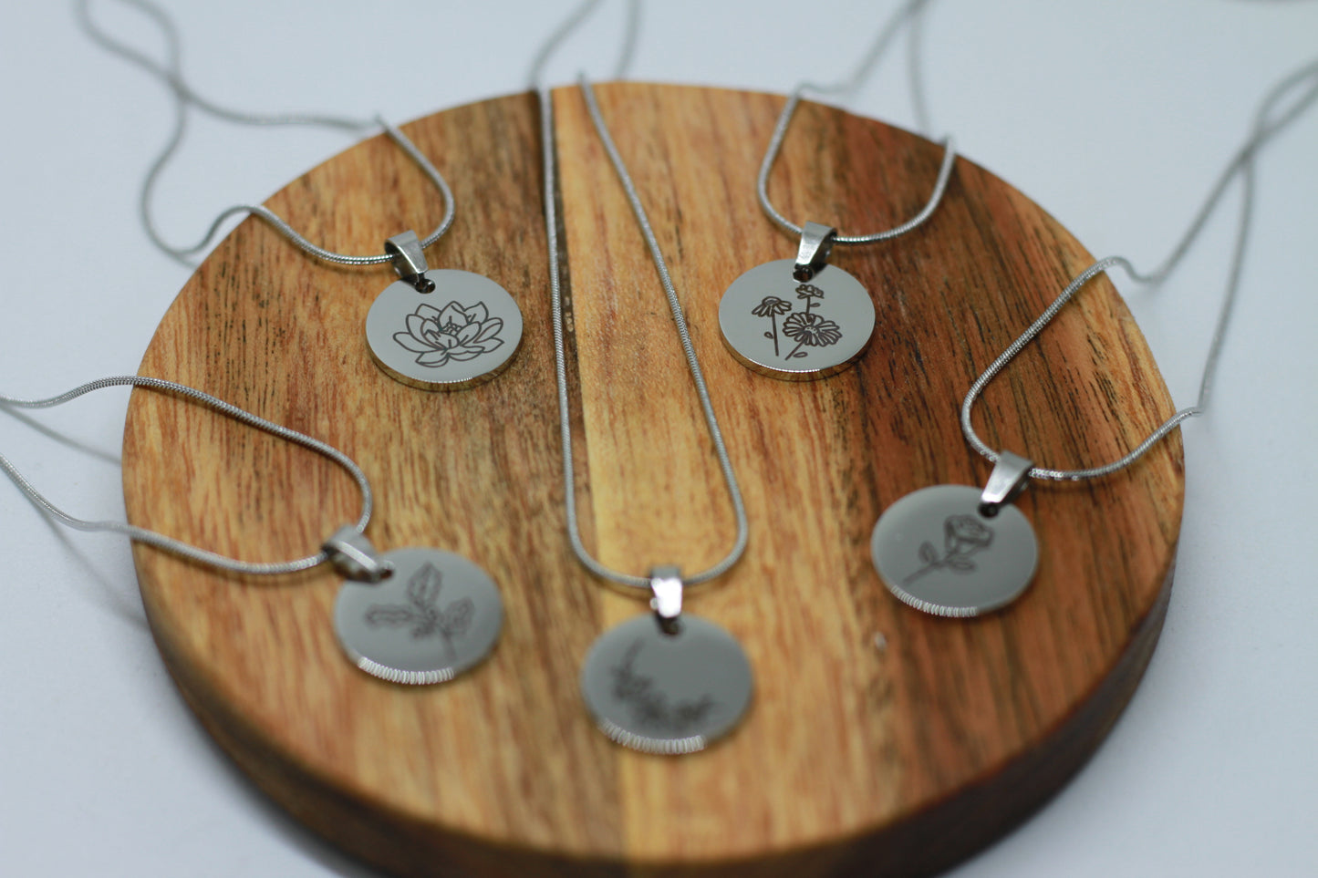 Edelstahlkette Geburtsblume Mai Maiglöckchen Silber