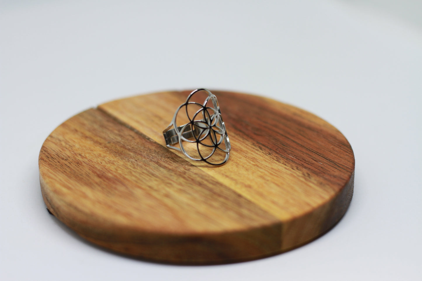 Lebensblume Edelstahl Ring Silber Variante 1