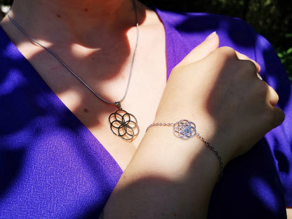 Edelstahlkette Blume des Lebens