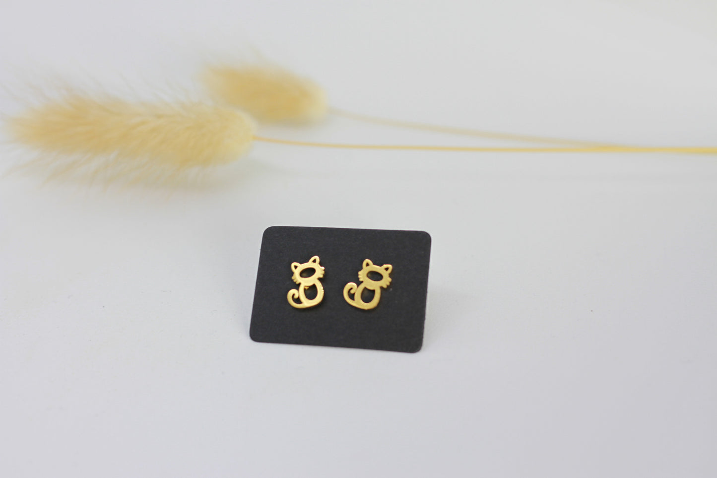 Ohrstecker Katze vergoldet