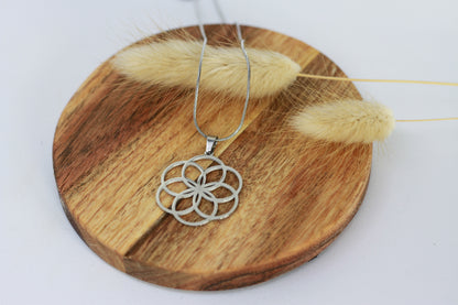 Edelstahlkette Blume des Lebens