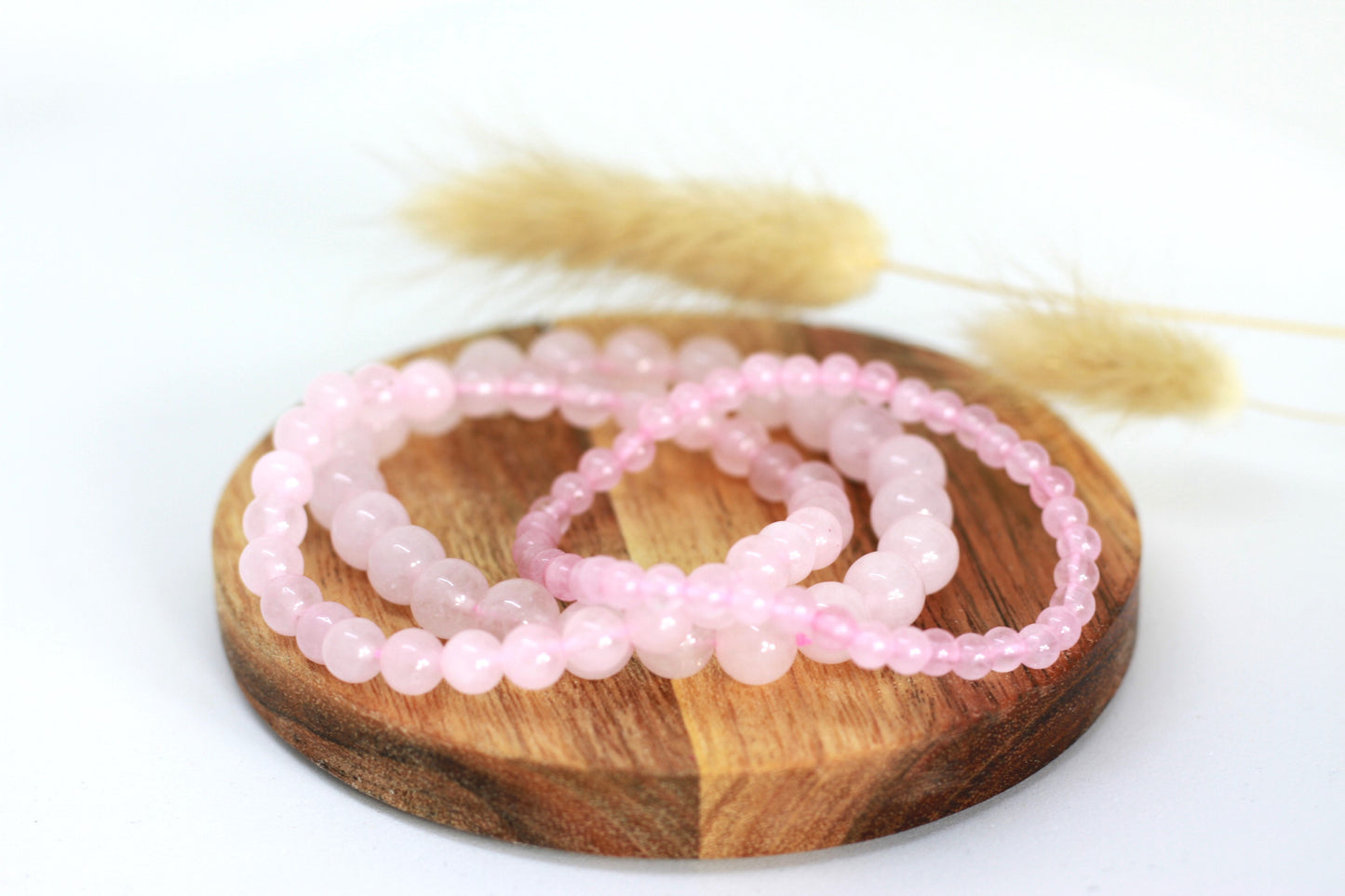 Rosenquarz Perlen Armband