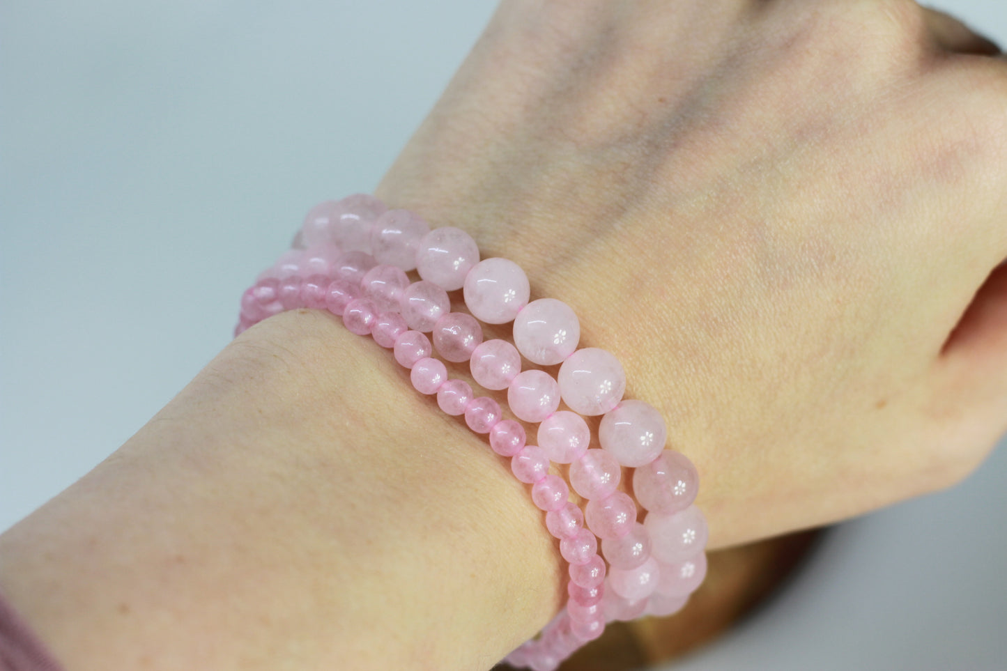 Rosenquarz Perlen Armband