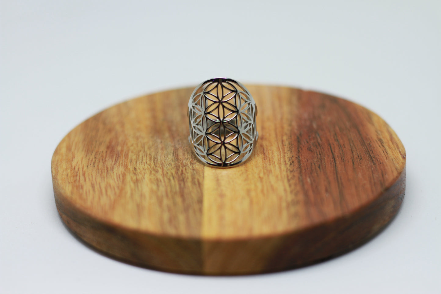 Lebensblume Edelstahl Ring Silber Variante 2