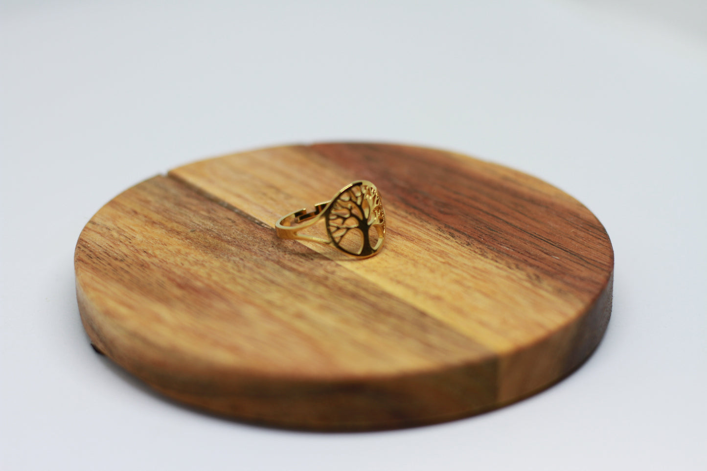 Lebensbaum Edelstahl Ring vergoldet