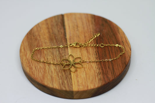 Edelstahl Armband Blume vergoldet