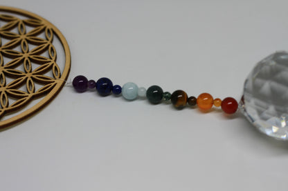 Sonnenfänger Lebensblume mit Chakra Edelsteinen