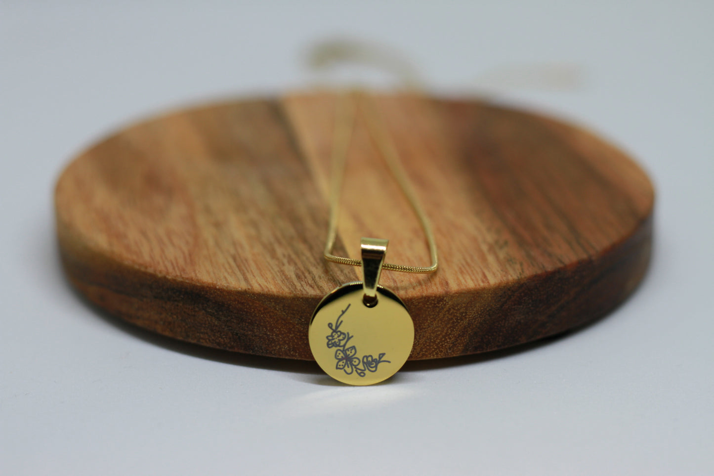 Edelstahlkette Geburtsblume März Kirschblüte Gold