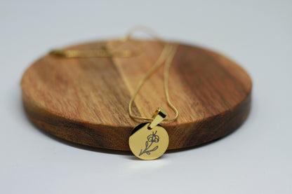 Edelstahlkette Geburtsblume Februar Primel Gold