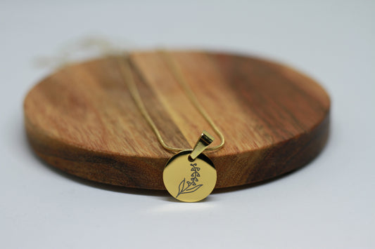 Edelstahlkette Geburtsblume Mai Maiglöckchen Gold