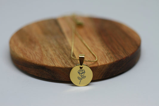 Edelstahlkette Geburtsblume Juni Rose Gold