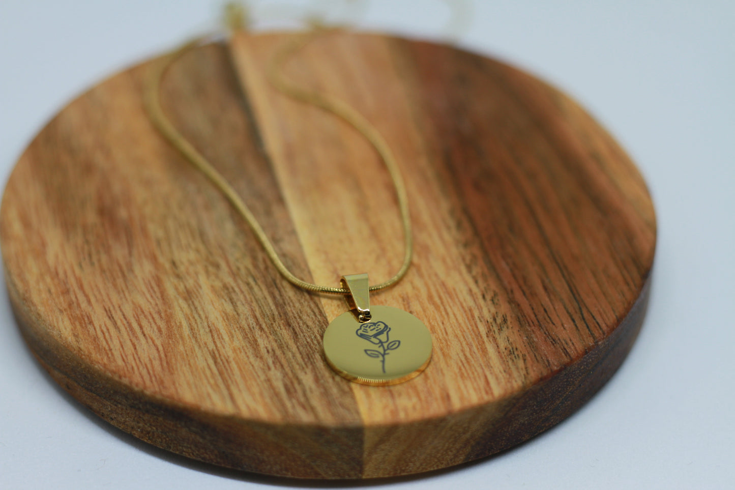 Edelstahlkette Geburtsblume Juni Rose Gold