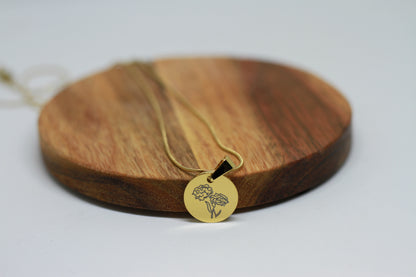 Edelstahlkette Geburtsblume Oktober Ringelblume Gold