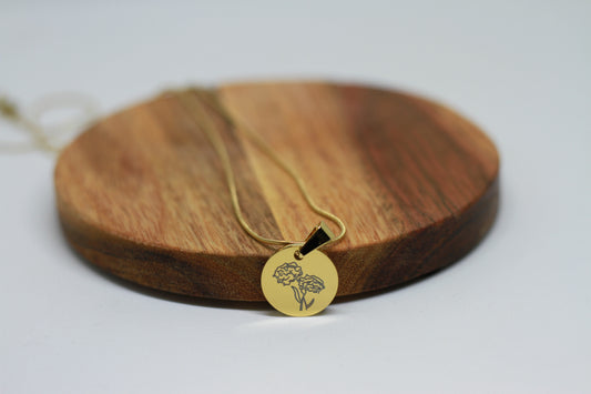 Edelstahlkette Geburtsblume Oktober Ringelblume Gold