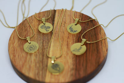 Edelstahlkette Geburtsblume Mai Maiglöckchen Gold
