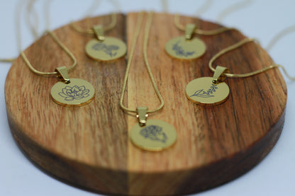 Edelstahlkette Geburtsblume Mai Maiglöckchen Gold