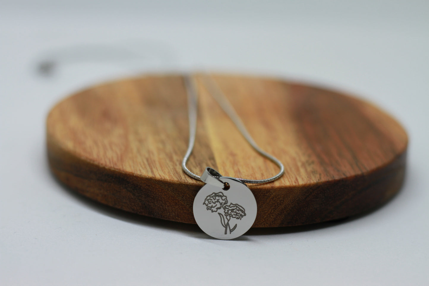 Edelstahlkette Geburtsblume Oktober Ringelblume Silber