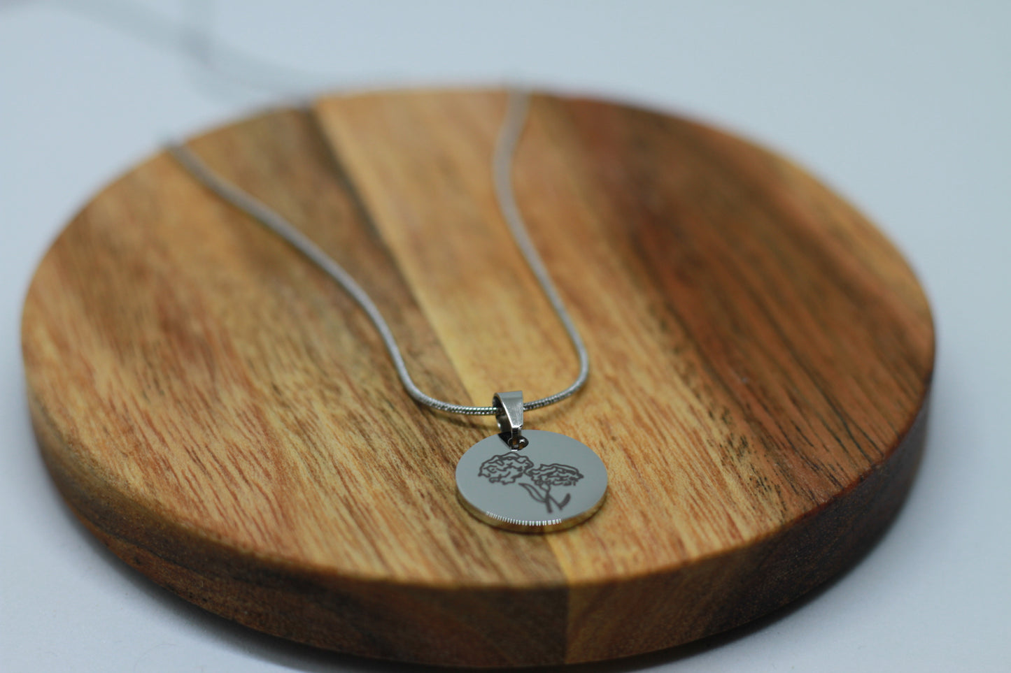 Edelstahlkette Geburtsblume Oktober Ringelblume Silber