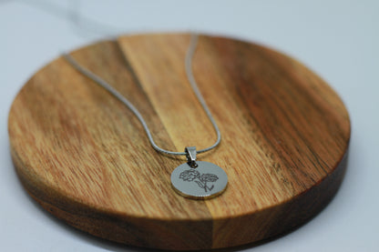 Edelstahlkette Geburtsblume Oktober Ringelblume Silber